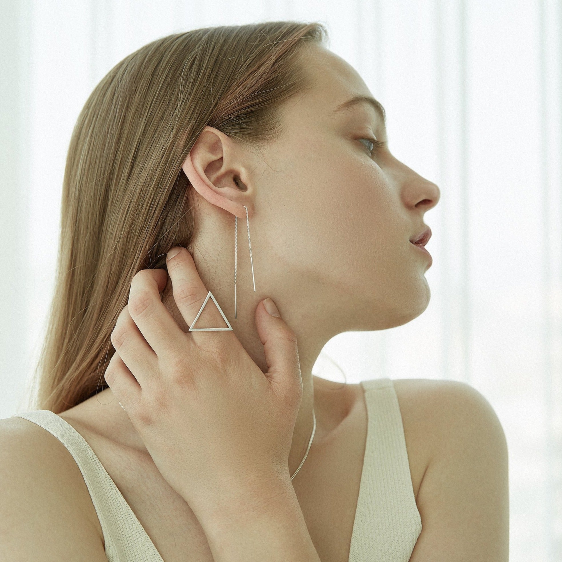 Drop stick short threader earrings-1